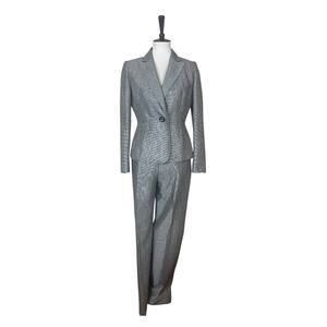 Le Suit Lined Pant Suit One Button Peak Lapel Straight Pant Gray Women’s Size 4